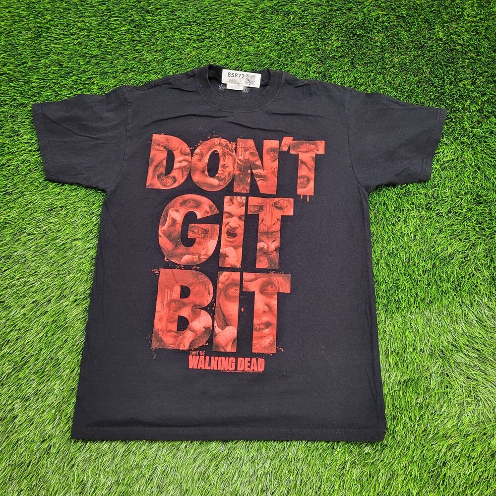 Walk-Dead Zombie Shirt Womens S/M 18x25 Black Spellout